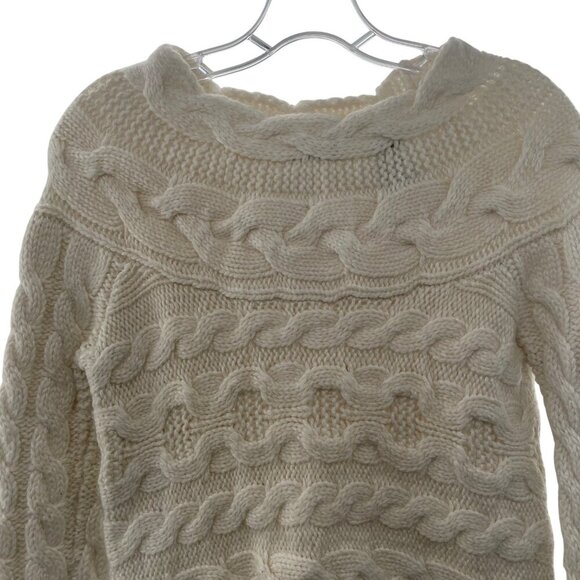 Moda International Women's Cable Knit Sweater Long Sleeve Cream Size Small - Picture 2 of 8